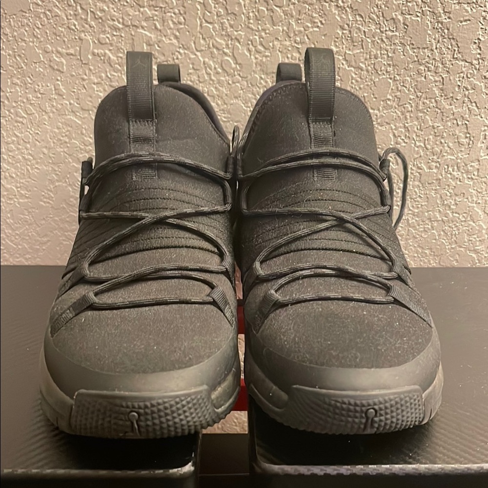 Jordan Black High-Top Athletic Shoes with Unique Lacing